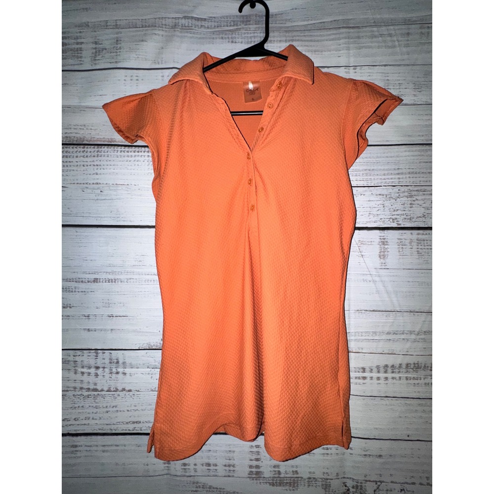 CALIA by Carrie Underwood Orange Textured Cap Sleeve Polo Shirt WCG11037  Small